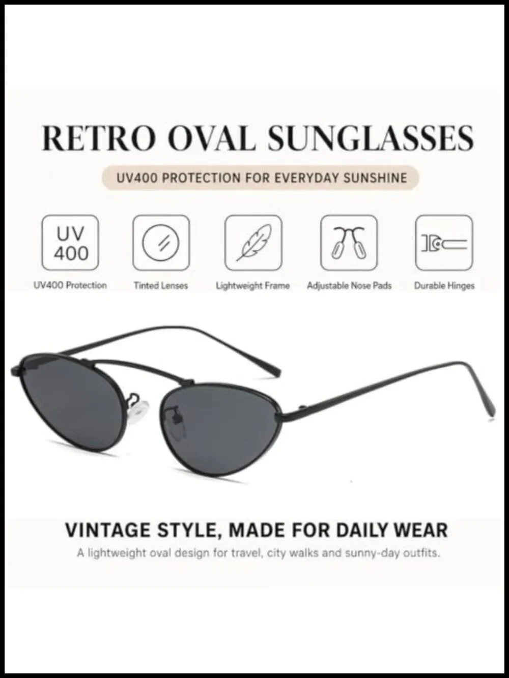 Retro Cat Eye Sunglasses UV400 Metal Frame